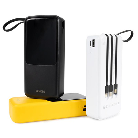 WEKOME WP-10 Pop Digital Series - Power banka 20000 mAh s integrovaným kabelem USB-C / Lightning / Micro USB / USB-A (žlutá)