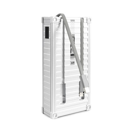WEKOME WP-341 Container Series - Power banka 20000 mAh Super nabíjení s integrovaným kabelem USB-C a Lightning PD 20W + QC 22,5W (stříbrná)