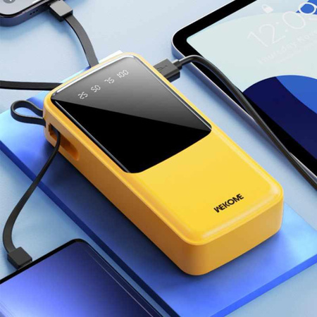 WEKOME WP-10 Pop Digital Series - Power banka 20000 mAh s integrovaným kabelem USB-C / Lightning / Micro USB / USB-A (žlutá)