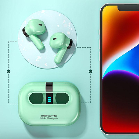 WEKOME VA06 Vanguard Series - V5.2 TWS Wireless Bluetooth Headphones with Charging Case (Green)