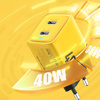 WEKOME WP-U128 - 2x USB-C Super Fast Charger GaN 40W (Yellow)