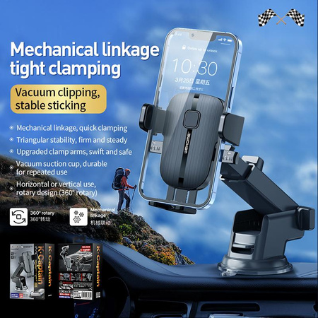 WEKOME WA-S55 K Captain Series - Mechanikus autós telefontartó 4,7"- 7,2" (fekete)