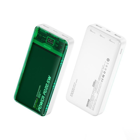 WEKOME WP-351 Vanguard Series - Power bank 20000 mAh PD 20W + QC 22.5W (Green / Transparent)