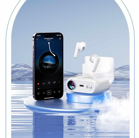 WEKOME S28 Pop Digital Series - V5.3 TWS Wireless Bluetooth Headphones with Projector Charging Case (White)