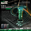 WEKOME WP-C44 Pop Digital Series - Car charger with built-in 3-in-1 USB-C / Lightning / Micro USB + 2x USB-A 33W cable (Black)