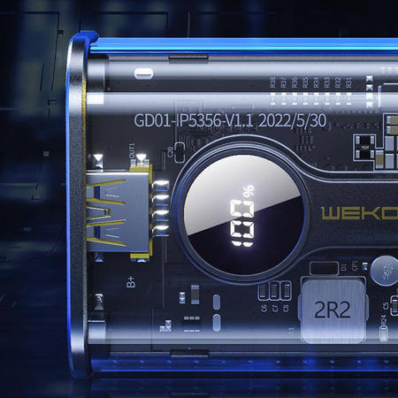 WEKOME WP-333 Vanguard Series - Power banka 10000 mAh Super nabíjení PD 20W + QC 22,5W (černá / průhledná)