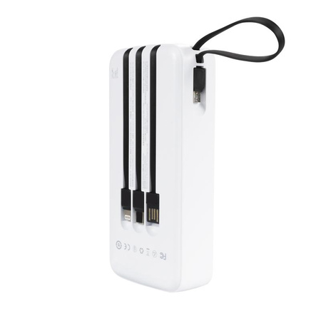 WEKOME WP-10 Pop Digital Series - Power bank 20000 mAh with built-in USB-C / Lightning / Micro USB / USB-A cable (White)