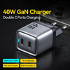 WEKOME WP-U02 Mecha Series - Napájecí nabíječka 2x USB-C Super Fast Charger GaN 40W (stříbrná)