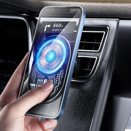 WEKOME WP-U202 Vanguard Series - Magnetic car mount with 15W MagSafe wireless charging (Black)