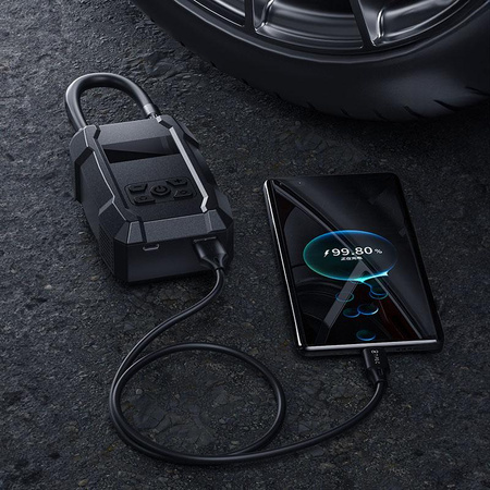 WEKOME Pi801 - Tragbare elektrische Autopumpe + Power Bank 2000 mAh (Schwarz)