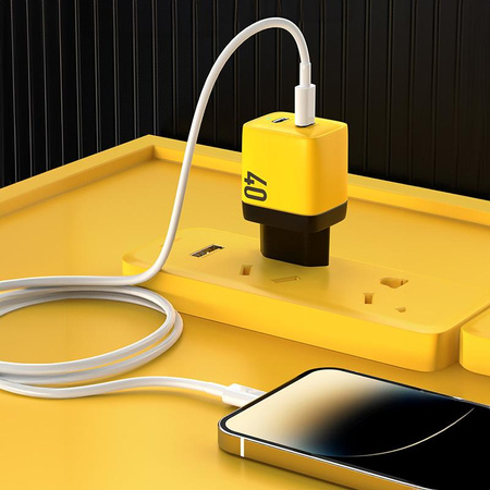 WEKOME WP-U128 - 2x USB-C Super Fast Charger GaN 40W (Yellow)