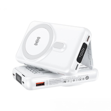 WEKOME WP-12 Tint Series - Banque d'alimentation inductive MagSafe 10000 mAh avec câble intégré USB-C / Lightning / Micro USB / USB-A (Blanc)