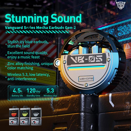 WEKOME VB05 Vanguard Series - Bezprzewodowe słuchawki Bluetooth V5.3 TWS z etui ładującym (Czerwony)