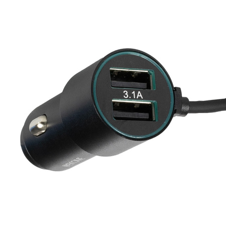 WEKOME WP-C44 Pop Digital Series - Car charger with built-in 3-in-1 USB-C / Lightning / Micro USB + 2x USB-A 33W cable (Black)