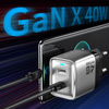 WEKOME WP-U02 Mecha Series - Napájecí nabíječka 2x USB-C Super Fast Charger GaN 40W (stříbrná)