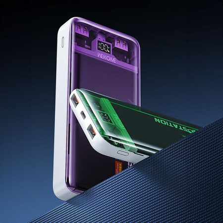 WEKOME WP-353 Vanguard Series - Power banka 10000 mAh PD 20W + QC 22,5W (zelená / průhledná)