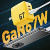 WEKOME WP-U141 Tint Series - 2x USB-C & USB-A Super Fast Charger GaN 67W Power Charger (Yellow)