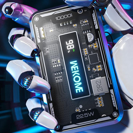 WEKOME WP-395 Vanguard Series - Power bank 10000 mAh Super Charging PD 20W + QC 22.5W (Black)