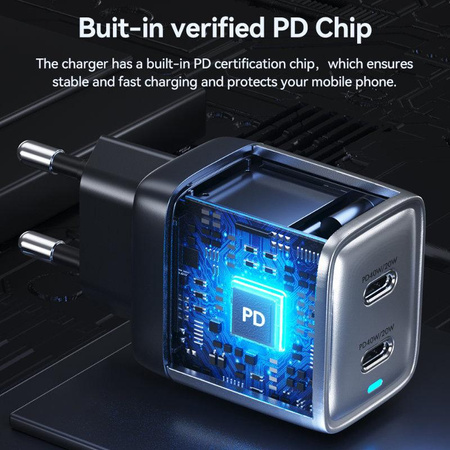 WEKOME WP-U02 Mecha Series - Napájecí nabíječka 2x USB-C Super Fast Charger GaN 40W (stříbrná)