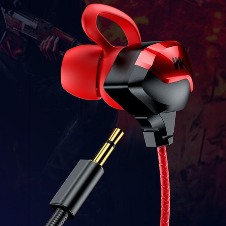 WEKOME ET-Y30 ET sorozat - 3,5 mm-es jack csatlakozós vezetékes fejhallgató játékosoknak (piros)