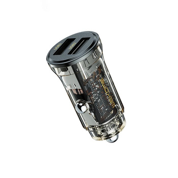 WEKOME WP-C40 Vanguard Series - Nabíječka do auta 2 x USB-A s rychlým nabíjením 15 W (černá / průhledná)