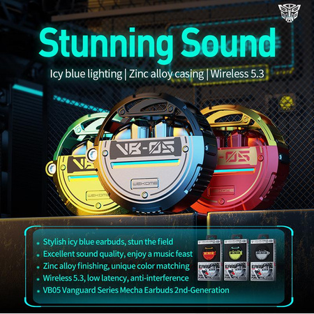 WEKOME VB05 Vanguard Series - V5.3 TWS Wireless Bluetooth Headphones with Charging Case (Green)