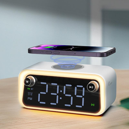 WEKOME Beluga D6 Dream - Multifunction Wireless Speaker / FM Radio with Inductive Charging 15W MagSafe (White)