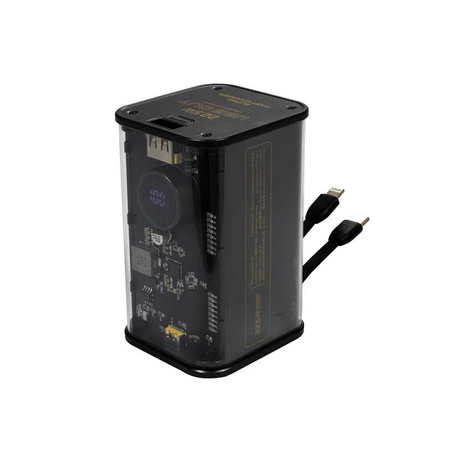WEKOME WP-347 Vanguard Series - Power bank 20000 mAh Super Fast Charging with built-in USB-C PD 20W & Lightning + USB-A QC3.0 22.5W cable (Black)