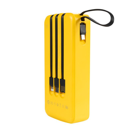 WEKOME WP-10 Pop Digital Series - Power bank 20000 mAh with built-in USB-C / Lightning / Micro USB / USB-A cable (Yellow)
