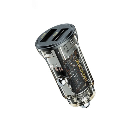 WEKOME WP-C40 Vanguard Series - Car Charger 2 x USB-A Fast Charging 15W (Black / Transparent)